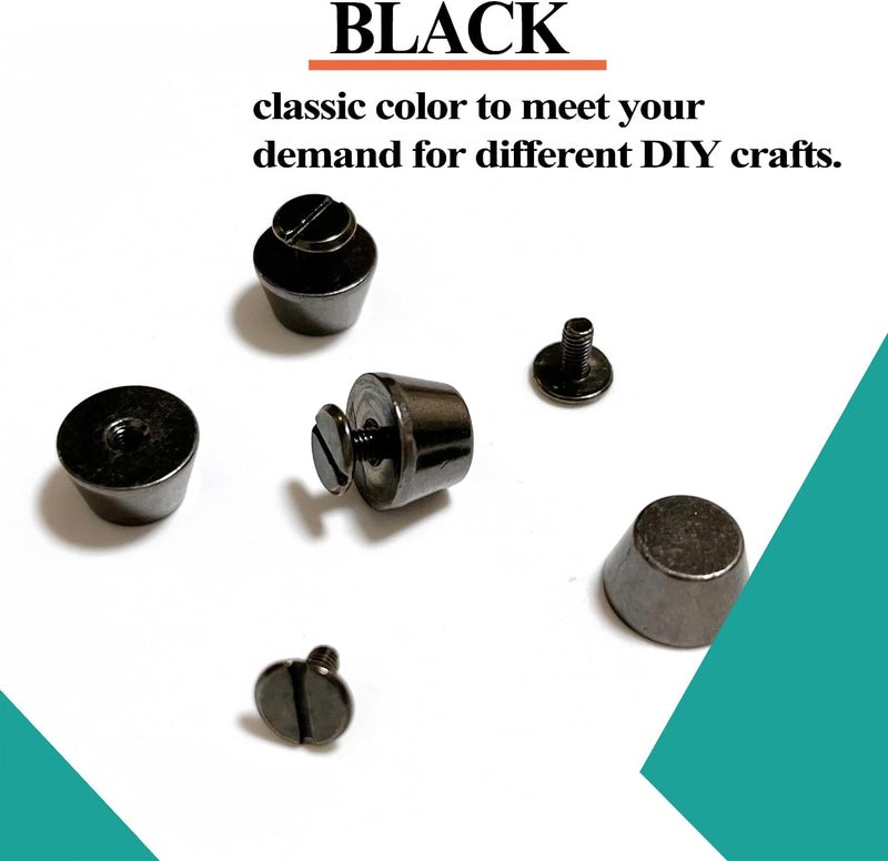 honigo 4 Pack Gun Black Rivets Stud Handbag Purse Feet 1/2 inch Flat Head Metal Solid Brass Studs Screw Back Feet 12mm Buckle Spikes Leathercraft for Leather Bag Totes DIY Craft - Image 5